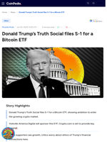 Donald Trump's Truth Social files S-1 for a Bitcoin ETF