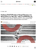 Solana DeFi Project Step Finance to Wind Down Weeks After $29M Hack - Decrypt