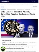 CFTC Launches Innovation Advisory Committee, Appoints Coinbase and Ripple CEOs