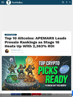 Top 10 Altcoins: APEMARS Leads Presale Rankings as Stage 16 Heats Up With 2,363% ROI - TechBullion
