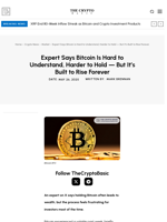 Expert Says Bitcoin Is Hard to Understand, Harder to Hold — But It’s Built to Rise Forever