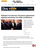 Pakistan to host Iran-US peace agreement signing ceremony via video conference