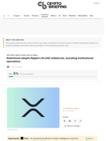 Robinhood adopts Ripple's RLUSD stablecoin, boosting institutional operations