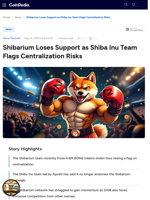Shibarium Loses Support as Shiba Inu Team Flags Centralization Risks