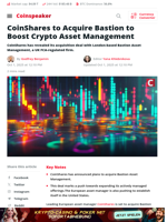 CoinShares to Acquire Bastion to Boost Crypto Asset Management - Coinspeaker