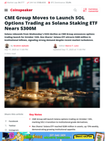 CME Group Moves to Launch SOL Options Trading as Solana Staking ETF Nears $300M - Coinspeaker