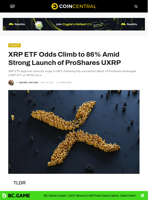 XRP ETF Odds Climb to 86% Amid Strong Launch of ProShares UXRP - CoinCentral