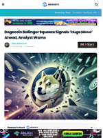 Dogecoin Bollinger Squeeze Signals 'Huge Move', Analyst Warns