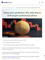 Solana price prediction: SOL risks drop to $100 despite institutional inflows - CoinJournal