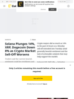 XRP, DOGE Price News: Ripple, Dogecoin Tokens Plunge 7% as Market Sell-off Worsens