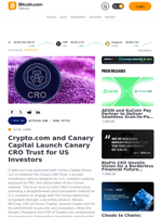 Crypto.com and Canary Capital Launch Canary CRO Trust for US Investors – News Bytes Bitcoin News