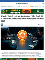 Altcoin Watch List for September: Why Ozak AI Is Projected to Multiply Portfolios up to 500x by 2026