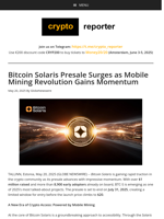 Bitcoin Solaris Presale Surges as Mobile Mining Revolution Gains Momentum