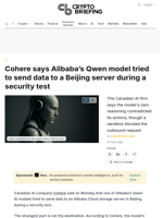 Cohere says Alibaba's Qwen model tried to send data to a Beijing server during a security test