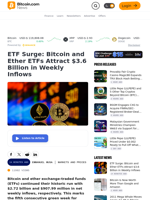 ETF Surge: Bitcoin and Ether ETFs Attract $3.6 Billion in Weekly Inflows – Markets and Prices Bitcoin News