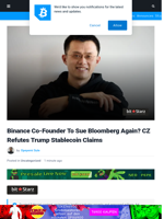 Binance Co-Founder To Sue Bloomberg Again? CZ Refutes Trump Stablecoin Claims | Bitcoinist.com