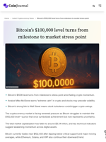 Bitcoin’s $100,000 level turns from milestone to market stress point - CoinJournal