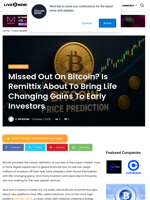 Missed Out On Bitcoin? Is Remittix About To Bring Life Changing Gains To Early Investors | Live Bitcoin News