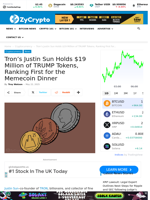 Tron's Justin Sun Holds $19 Million of TRUMP Tokens, Ranking First for the Memecoin Dinner ⋆ ZyCrypto