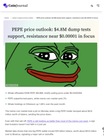 PEPE price outlook: $4.8M dump tests support, resistance near $0.00001 in focus - CoinJournal