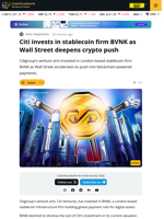 Citi Ventures Backs Stablecoin Firm BVNK As Wall Street Deepens Crypto Push