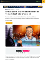 Roman Storm Asks For Another $1.5M For Tornado Cash Trial