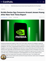 Nvidia Denies Spy Concerns Around Jensen Huang After New York Times Report
