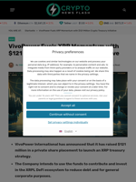 VivoPower Fuels XRP Momentum with $121 Million Crypto Treasury Initiative - Crypto News Flash