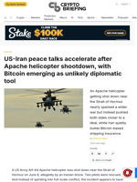 US-Iran peace talks accelerate after Apache helicopter shootdown, with Bitcoin emerging as unlikely diplomatic tool