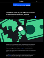 Over 50% of Pump Fun token traders lost money this month, report | Protos
