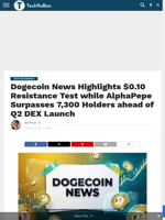 Dogecoin News Highlights $0.10 Resistance Test while AlphaPepe Surpasses 7,300 Holders ahead of Q2 DEX Launch - TechBullion