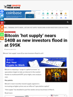Bitcoin 'hot supply' nears $40B as new investors flood in at $95K - The Crypto News Wire