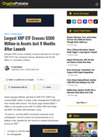 Largest XRP ETF Crosses $500 Million in Assets Just 9 Months After Launch