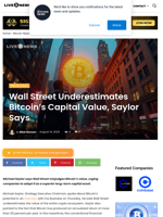 Wall Street Underestimates Bitcoin’s Capital Value, Saylor Says | Live Bitcoin News