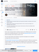 Dutch crypto exchange collapses exposing customer balances' true value amid multi-million-euro hole
