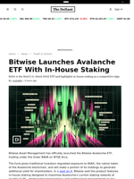 Bitwise Launches Avalanche ETF With In-House Staking - 
