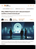 Why ONDO Finance's 22% rebound doesn't confirm a trend reversal yet - AMBCrypto
