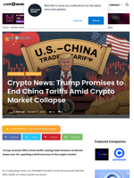 Crypto News: Trump Promises to End China Tariffs Amid Crypto Market Collapse | Live Bitcoin News