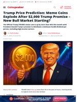 Trump Price Prediction: Meme Coins Explode After $2,000 Trump Promise – New Bull Market Starting? - Coinspeaker