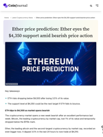 Ether price prediction: Ether eyes the $4,350 support amid bearish price action