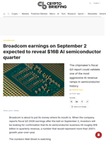 Broadcom earnings on September 2 expected to reveal $16B AI semiconductor quarter