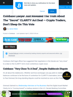 Coinbase Lawyer Just Revealed The Truth About The “Secret” CLARITY Act Deal — Crypto Traders, Don’t Sleep On This Vote   | Bitcoinist.com