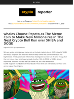 whales Choose Pepeto as The Meme Coin to Make New Millionaires in The Next Crypto Bull Run over SHIBA and DOGE
