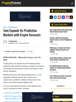 1win Expands Its Prediction Markets with Crypto Forecasts