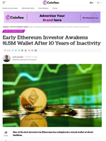 Ethereum Awakens $1.5M Wallet After 10 Years of Inactivity