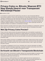Privacy Coins vs. Bitcoin: Waarom BTC Nog Steeds Heerst voor Transparant Wereldwijd Plezier