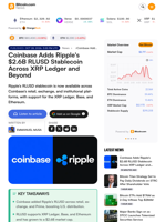 Coinbase Adds Ripple's $2.6B RLUSD Stablecoin Across XRP Ledger and Beyond
