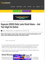 Dogecoin (DOGE) Rally Lacks Retail Mania - And That Might Be Bullish