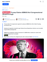 Trump Claims GENIUS Act Congressional Breakthrough - BeInCrypto