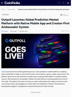 Outpoll Launches Global Prediction Market Platform with Native Mobile App and Creator-First Ambassador System